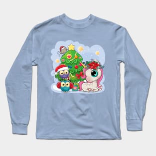 unicorn christmas girls Long Sleeve T-Shirt